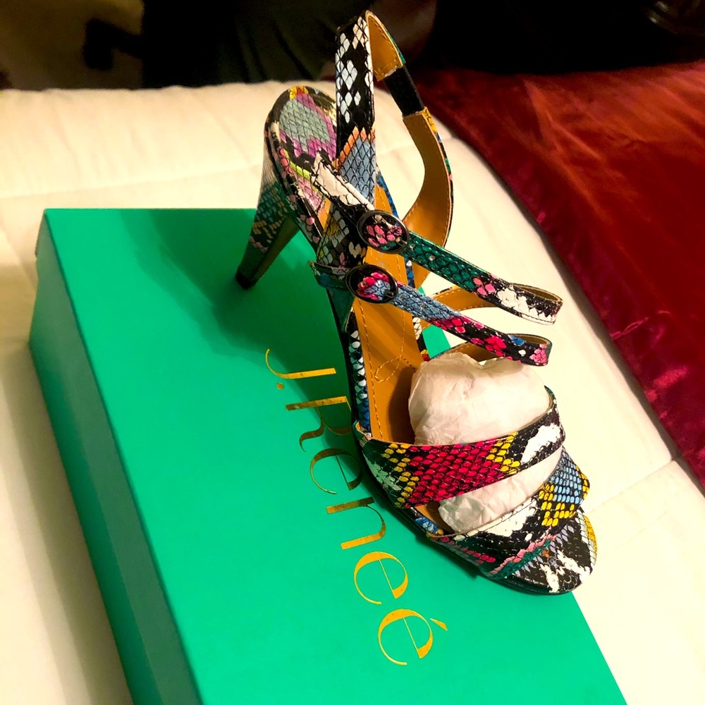 J. Renee Multi Color Snake Print Dress Sandal